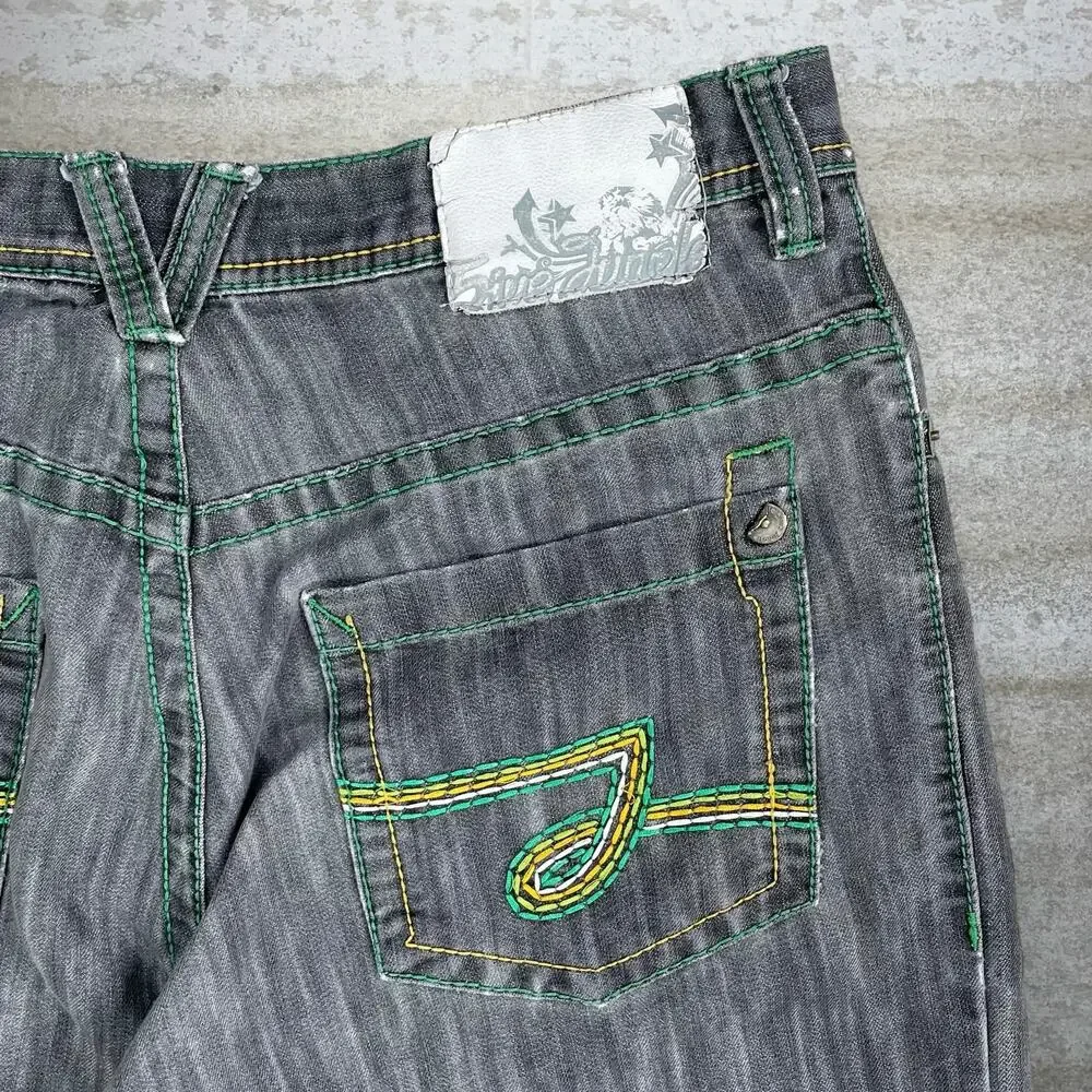 Vintage Y2K Skater Wide Leg Jeans 38x30 Baggy Smoke Grey Wash 5ive Jungle Rap - Picture 3 of 7
